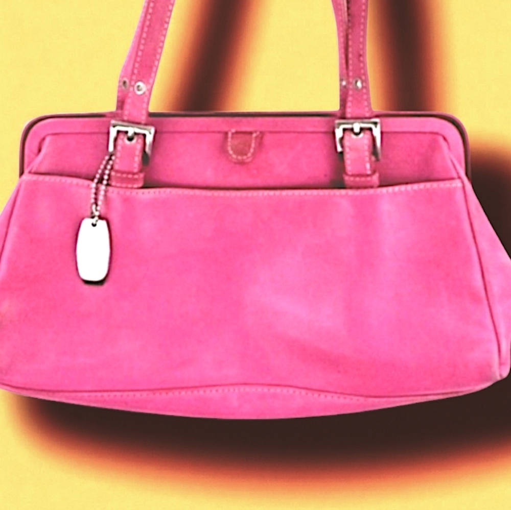 👛 Vintage Tignanello Gorgeous Pink Leather Shoulder Bag. Structured Design - Picture 2 of 11